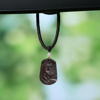 Rosewood Tiger Pendant, Zodiac Necklace, Hand-Carved Car Charm