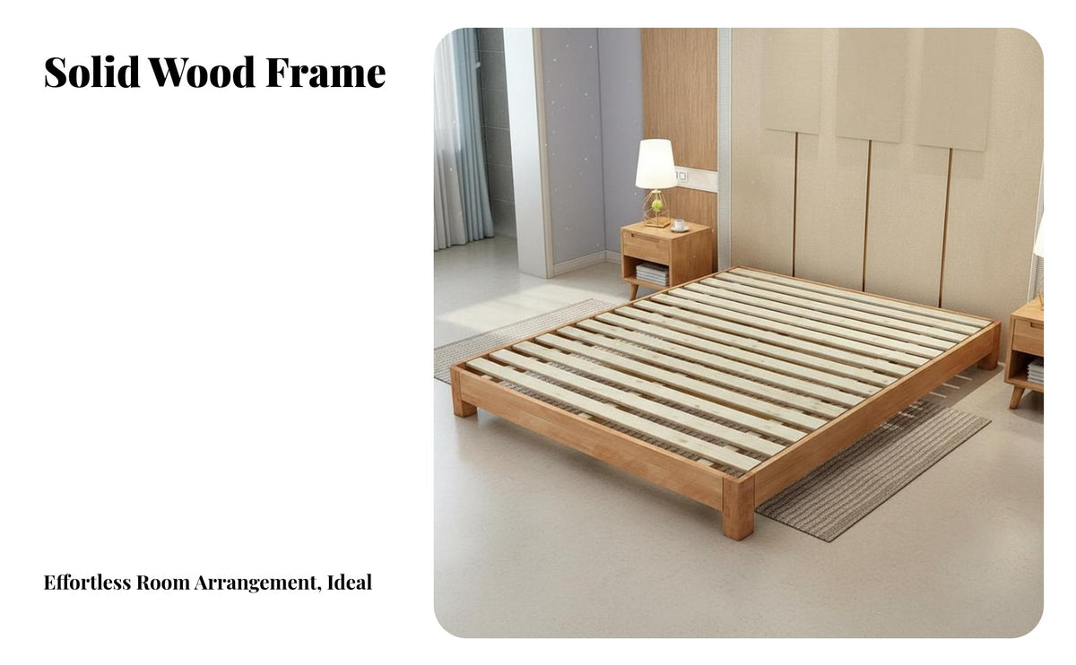 Tatami Type Bed Frame Simple Design Headboardless Foundation Bed Space Saving for Guesthouse Owners, Apartment Dwellers, Guest Room