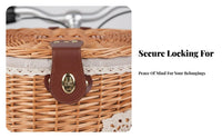 Natural Willow Material Wicker Front Cycle Basket Quick Release Detachable Vintage Bike Basket Removable Liner for Picnic