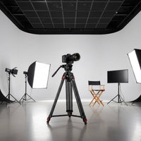 Portable Camera Tripod with Fluid Head Stable Support Fluid Head Tripod Fluid Motion Quick Release for Professionals, Live Broadcasting, Filming, Photography