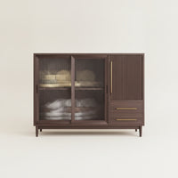 Sideboard Cabinet Modern Wooden Sideboard Minimalist Cabinet with Glass Doors for Dining Room, Kitchen