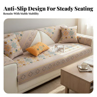 Non-Slip Backing Bohemian Design Aesthetic Sofa Pad Year-Round Comfort Couch Cover Machine Washable Home Textile Skin-Friendly for Decor Enthusiasts, Homeowners, Families with Kids, Living Room, Lounge Area