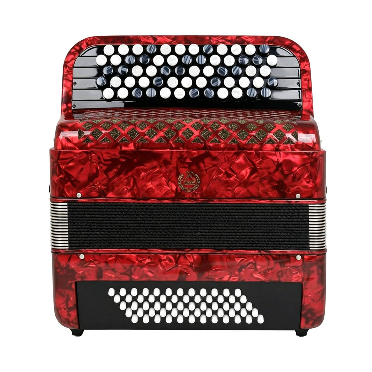 Russian Accordion Non-Slip Textured Keys Chromatic Button Accordion Includes Straps and Backpack Musical Instrument for Concert