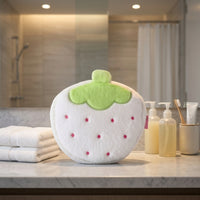 Fuzzy Strawberry Cosmetic Bag Cute Strawberry Pouch with Zipper Fluffy Soft-Furred Makeup Pouch Portable for Girls, Students, Travel, Dorm Room