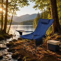 Fishing Recliner Chair Easy to Carry Reclining Camping Chair Cup Holder Outdoor Seat for Anglers