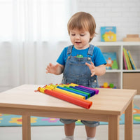 8 Pieces Rhythm Instrument Set Hand-Eye Coordination Tuned Percussion Tubes Colorful Diatonic Scale Instrument for Kids