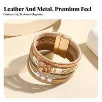 Mother Child Heart Bracelet Layered Design Secure-Fastening Clasp Wrap Bracelet