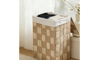 2 Pieces Paper Rope Basket with Liner Decorative Woven Basket with Lid Organizing Bin for Bedroom, Living Room