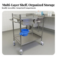 Heavy Duty Hospital Instrument Trolley Guardrail Protection Stainless Steel Medical Cart Safety Guardrails Dressing Change Cart Rust-Resistant for Oral Professionals, Veterinarians, Operating Room, Medical Facility, Laboratoryoratory Oratory, Kitchen