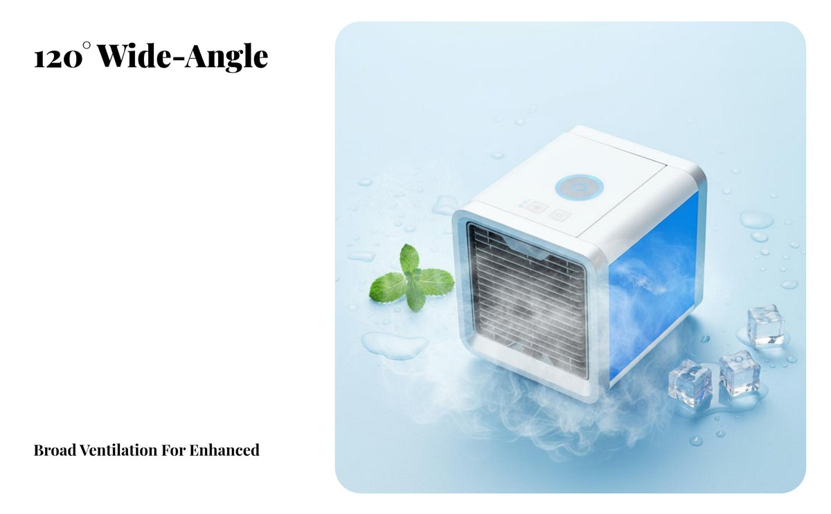 Portable Mini Air Chiller Cools and Humidifies Mini Air Chiller Humidifier Function Water Tank Cooling Fan for Office Workers, Students, Dorm Room
