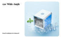 Portable Mini Air Chiller Cools and Humidifies Mini Air Chiller Humidifier Function Water Tank Cooling Fan for Office Workers, Students, Dorm Room