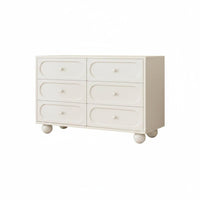 Black and Light-Toned Storage Cabinet Solid Wood Board Multi-Compartment Accent Cabinet Rounded Corners Modern Dresser with Spherical Legs