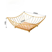Modern Square Fruit Basket Decorative Fruit Basket with Wooden Base Elegant Versatile for Coffee Table