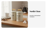 3 Pieces Metal Canister Wooden Handle Sealed Lid Tea Beverage Sweetener Canister Set Airtight Farmhouse Kitchen Jar Set