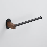 Bathroom Towel Storage and Rack Wall Mounted for Washroom, Minimalist Black Walnut Wooden with Bar for Homeowners