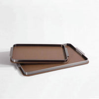 decorative Tray with Metal Rim Modern Valet Tray with Handles Key Bowl for Washroom Counter