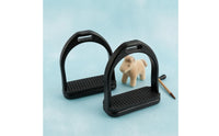 Textured Grip Black Resin Stirrup Rectangular Footbed Children's Stirrup Curved Arch Kids Western Stirrups Anti-Slip for Saddle