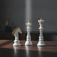 3 Pieces Resin Chess Decor Modern Chess Piece Statue Resin Figurine Sturdy Long-Lasting for Bookshelf, Desk