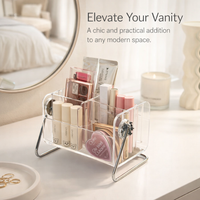 Cosmetic Storage Box with Clear Compartments, Lipstick Organizer for Bedroom Vanity, Nail Polish for Bathroom Counter