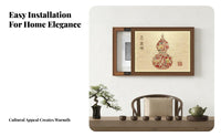 Punch-No-Drill Installation Electric Meter Box Decorative Painting Easy Entry Design Electric Meter Box Cover Long-Lasting Construction Chinese Design Gourd Wall Art Dust & Moisture Protection for Homeowners, Interior Designers, Entryway, Hallway, Kitchen