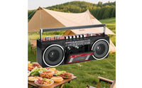 Twin Speakers Portable Radio Cassette Recorder Stereo Sound Bluetooth Cassette Player Recorder Multiple Power Options for Seniors