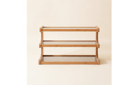 Compact Wooden Desktop Rack Ribbed Tabletop Shelf with Rounded Corners Natural Tabletop Shelf Sturdy for Coffee Station