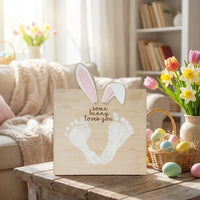DIY Footprint Keepsake Board Tabletop Centerpiece Newborn Easter Announcement Sign Sturdy Infant Birth Announcement Sign for Newborns, Family, Nursery