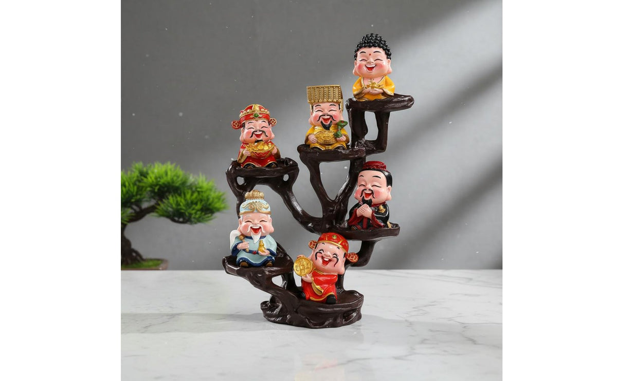 Chinese Wealth God Figurine Handmade Prosperity Deity Statue Chinese Wealth God Statue Elegant Features Cute Good Luck Doll