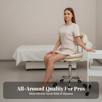 Height Adjustable Lowrear rotating Stool With Caster casters Lowrear rotating Seat Padded pad Salon Equipment Easy Assembly for esthetic Professionals, Nail Technicians Artists, Spa, Clinic