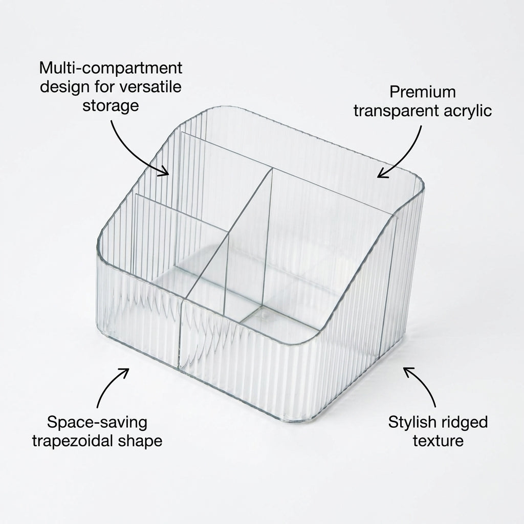 Makeup Organizer for Vanity Table, Large Capacity Cosmetic Storage Box, See Through for Bedroom, Clear for Desk