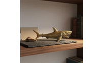 Fading Resistant Antique Design Shark Ornament Long-Lasting Brass Shark Figurine for Desk