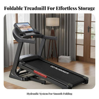 Ultra-Quiet Foldable Home Treadmill Space Saving Design Foldable Treadmill Shock-Absorbing Electric Running Machine Easy to Move for Gym