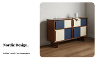 Nordic Design Console Cabinet Sturdy Construction Buffet Cabinet with Storage Small Footprint Retro Color Block Sideboard for Renters, Kitchen