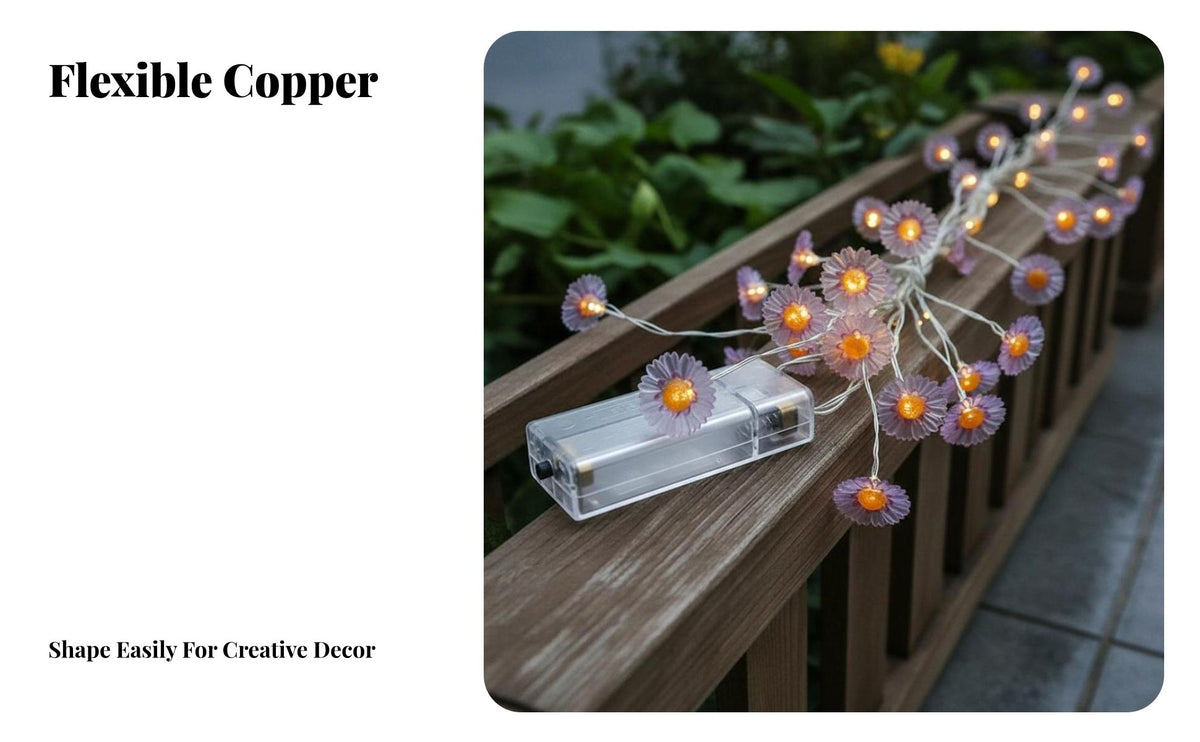 Chrysanthemum Copper Wire Lights Ambient Lighting Flower Battery Powered House Decoration for Kids, Teens, Garden, Wedding, Bedroom