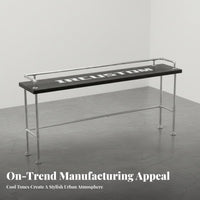 warehouse-inspired design Long Bar Table Dense Wood Top Pub Counter Iron Frame Indoor Furniture for Business Owners, Homeowners, Cafe, Restaurant, Small Spaces