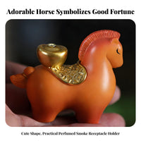 Good Fortune Symbol Cute Horse Figurine Incense Burner Creative Design Horse Figurine Incense Holder Creates Relaxing Atmosphere for Desktop