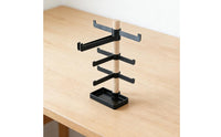 Space-Saving Bike Helmet and Glasses Stand Stylish Design Helmet Display Rack Adjustable Desktop Organizer Natural Wood Pole for Entryway