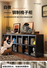 钢制书架家用格子柜矮靠墙收纳落地置物架八格柜幼儿园书柜储物柜 竖放⭐白色⭐加厚碳钢⭐三层6格丨送货上门