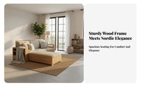 Wooden Storage Sofa Minimalist Nordic Aesthetic Ash Wood Sectional Sofa Four-Season Use L-Shaped Couch Storage Ottoman for Apartment Dwellers, Adults