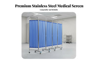 Foldable Stainless Steel Medical Facility Screen Locking Casters Folding Medical Screen Heavy-Duty Frame Mobile Hospital Divider Easy to Clean for Caregivers, Salon Professionals, Beauticians, Doctor's Office, Examination Room, Nursing Home, Bedroom