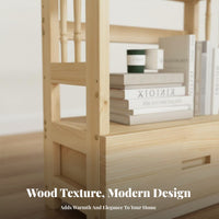 clean contemporary Design Freestanding Shelf with Drawers Multi-Functional 6-Tier Shelving Tower with Drawers Large Capacity shelving unit for Children, Book Lovers, Apartment Dwellers, Living Room, Home Office, Bedroom, Hallway
