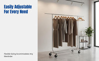 Garment Rack with Wheels, Foldable Metal Display Stand, Adjustable Bar, Display