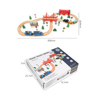Kids Toy Red Bridge Easy to Connect Interlocking Track Set Miniature Railway Scene