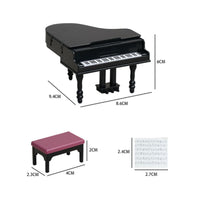 Photography Prop Dollhouse Piano with Bench Realistic Design Miniature Piano and Stool Set Opening Lid Toy Musical Instrument Lightweight for Collectors, Hobbyists, Kids, Room Decoration