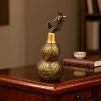Gourd Ornament with Animal Finial Decorative Brass Gourd Traditional Figurine for Collectors