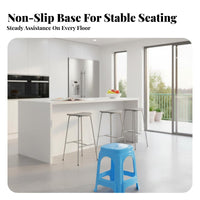 Non-Slip Design Stackable Plastic Stool Space-Saving Stackable Backless Stool Heavy-Duty Household Furniture Sturdy Construction for Families, Party Guests, Living Room, Small Apartments, Classroom, Office