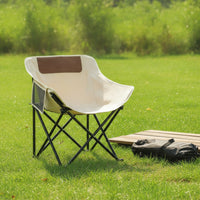 Foldable Moon Chair with Side Pocket Portable Camping Moon Chair Long-Lasting Furniture Sturdy for Fishing