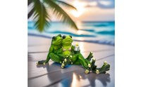Bikini Frog Statue Novelty Gift Frog Couple Figurine Relaxing Frogs Sculpture Collectible House Decoration Romantic Theme