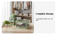Collapsible Storage Box with Doors Transparent View Closet Container for Parents