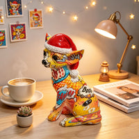 Modern Minimalist Water Transfer Resin Chihuahua Dog Figurine for Desk and Living Room